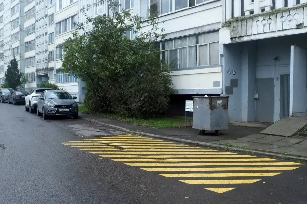 В Обнинске у контейнерных площадок нанесли яркую разметку